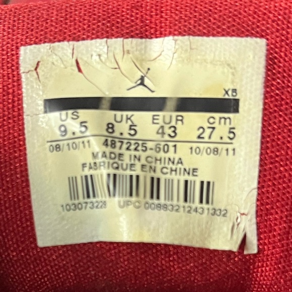 Nike Air Jordan Retro 1 High Red Leather Sneakers Men’s Size 9.5 - Rare Edition - Picture 7 of 10